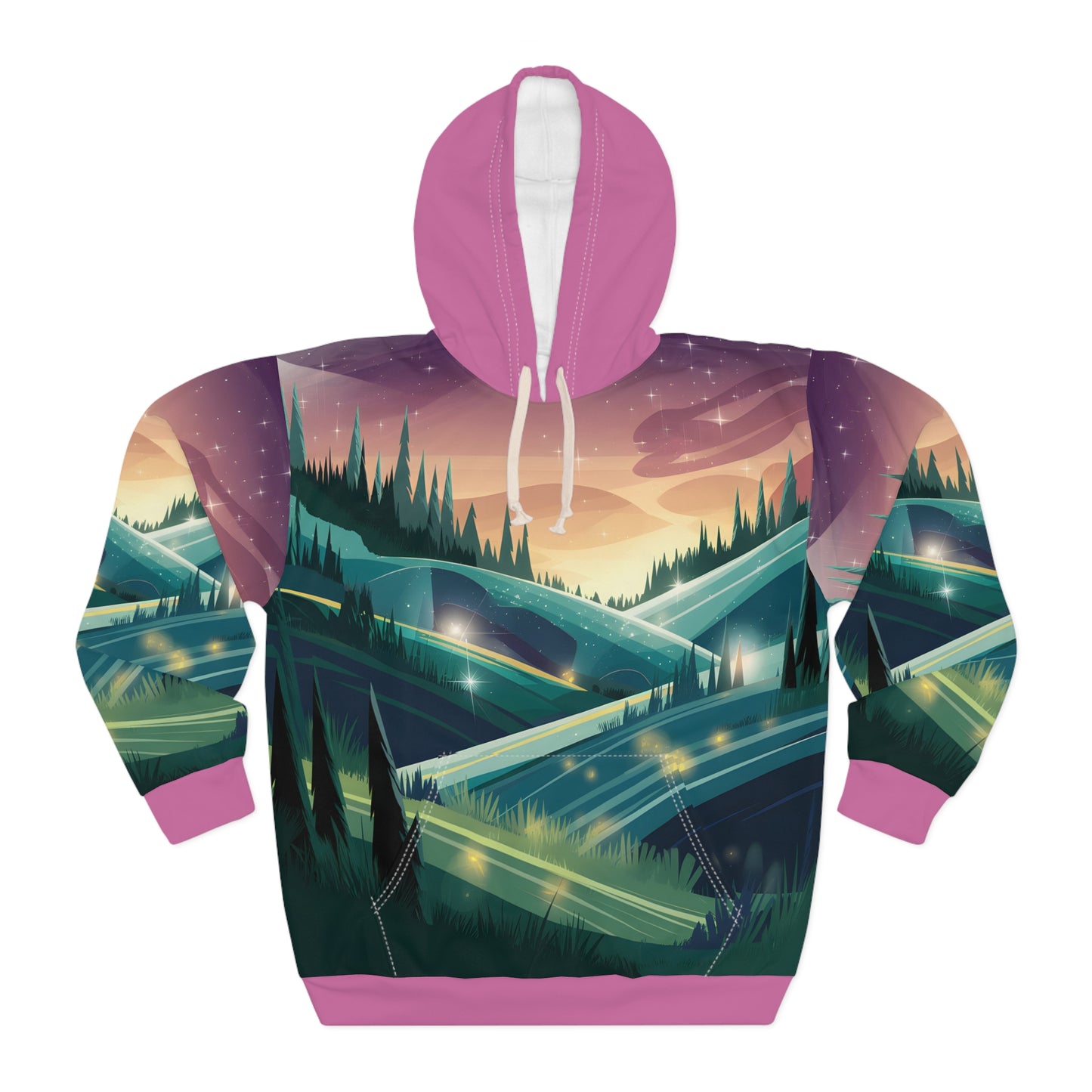 Dreamscape Forest Hoodie All Over Print Night Sky Landscape Aesthetic Pullover