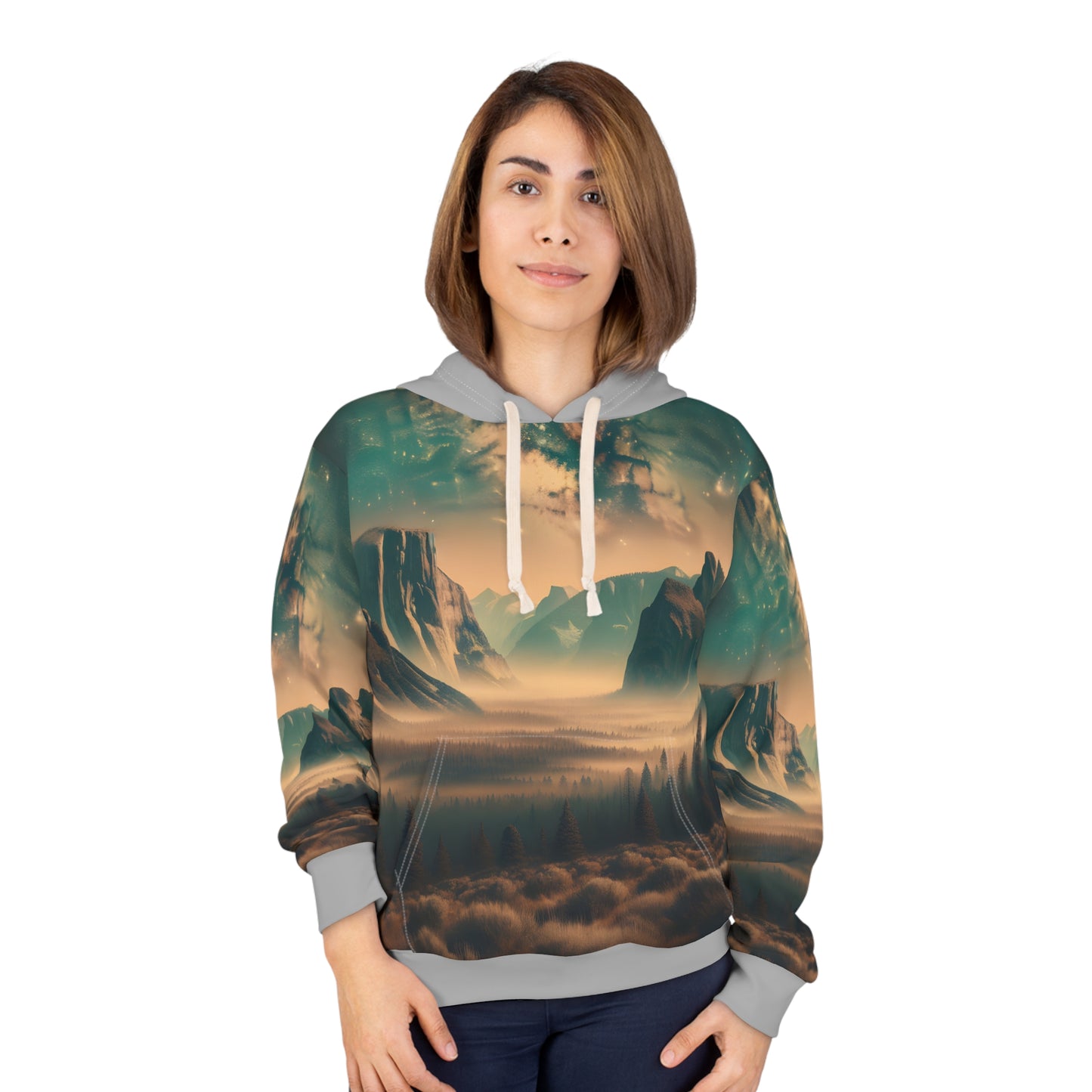 Celestial Serenity Hoodie Unisex Pullover Yosemite Valley Mountain Art Dreamy