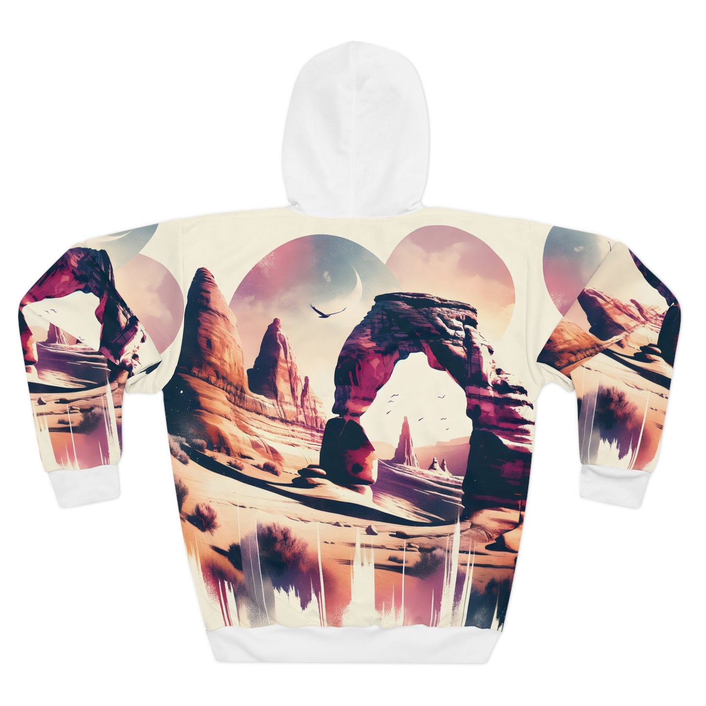 Desert-Inspired All-Over Print Hoodie Featuring Dramatic Landscape Art