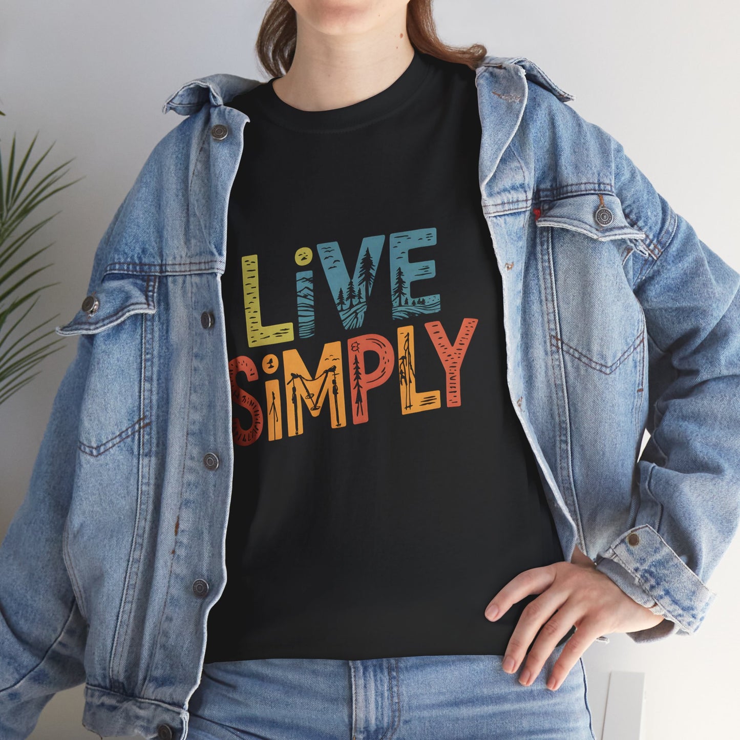 Live Simply Graphic Retro Camping Adventure T-Shirt Short Sleeve Unisex