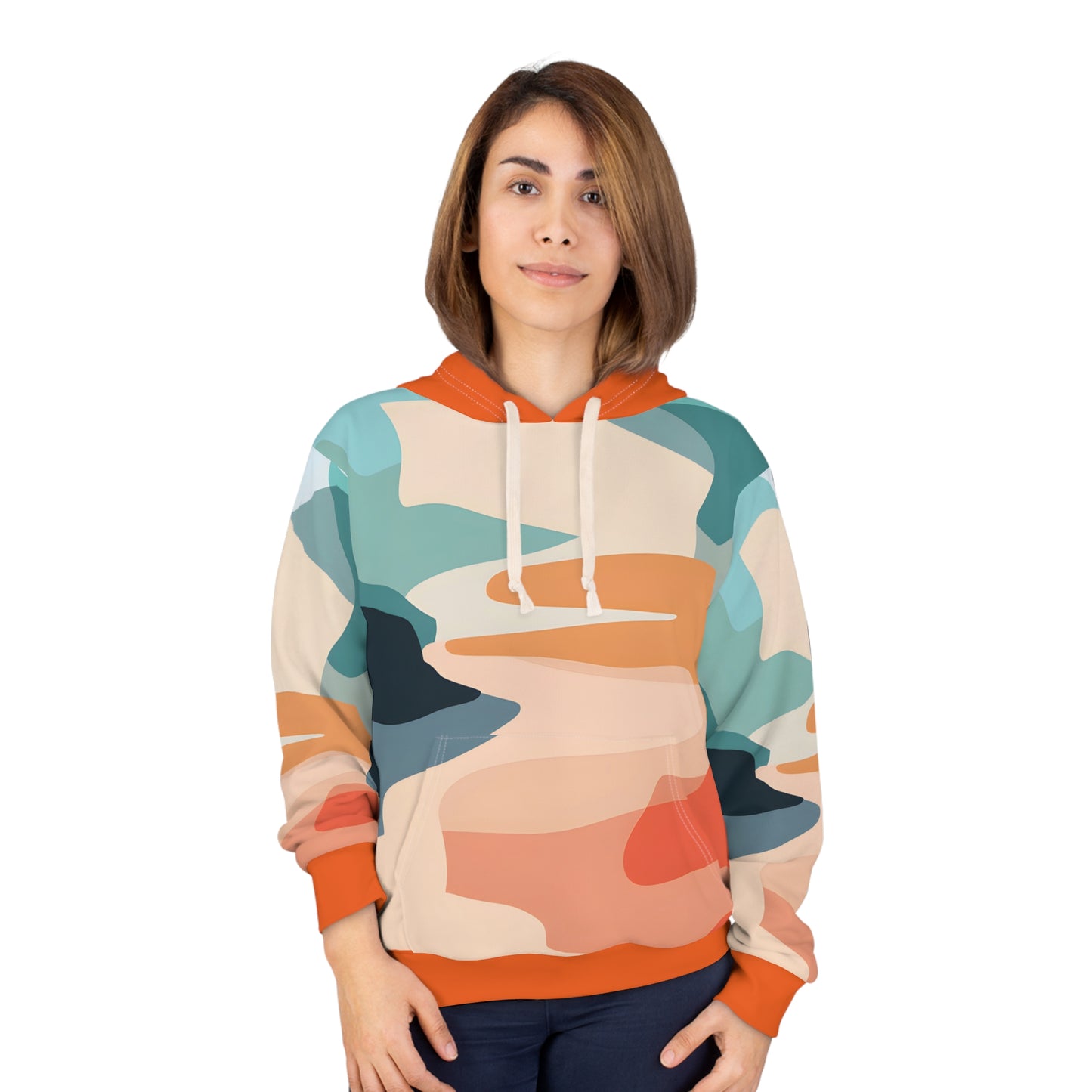 Coral Light Art All-Over Print Pullover Hoodie Outdoor Travel Apparel Unisex
