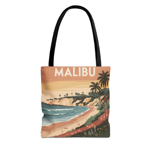 Malibu All Over Print Tote Bag Beach Sunset Palm Trees Summer Vibes Apparel