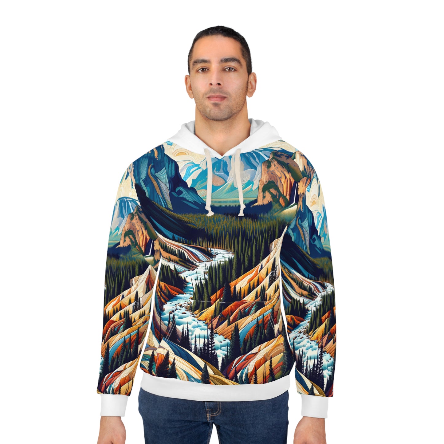Yellowstone National Park Hoodie Vibrant All-Over Print Wilderness Pullover