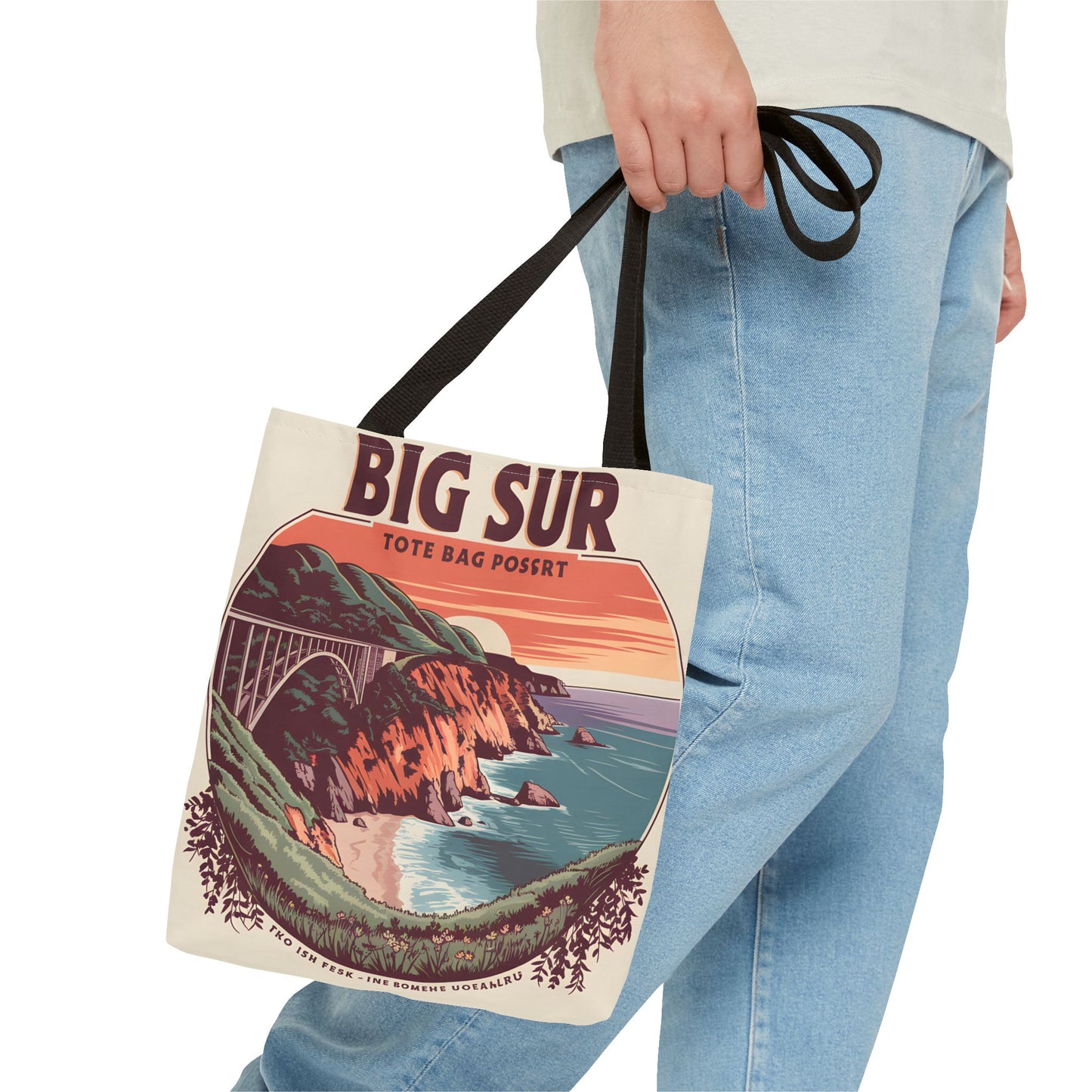 Big Sur Scenic Tote Bag Coastal Landscape Eco-Friendly All Over Print Apparel