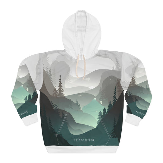 Misty Crestline All Over Print Pullover Hoodie Outdoor Apparel Travel Lovers