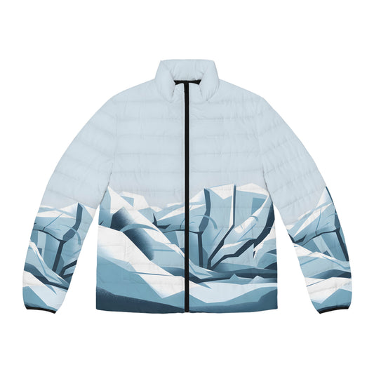 Puffer Jacket with Soft Glacier Artwork for Outdoor Adventure Wear