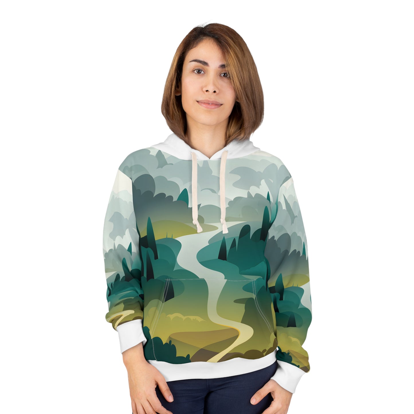 Muted Whispers All-Over Print Hoodie for Outdoor Adventures Travel Apparel