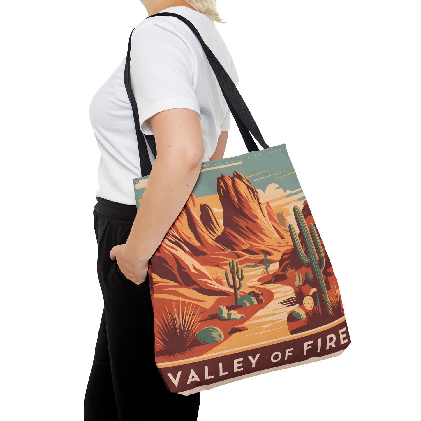 Valley of Fire All Over Print Tote Bag Desert Landscape Cactus Eco-Friendly