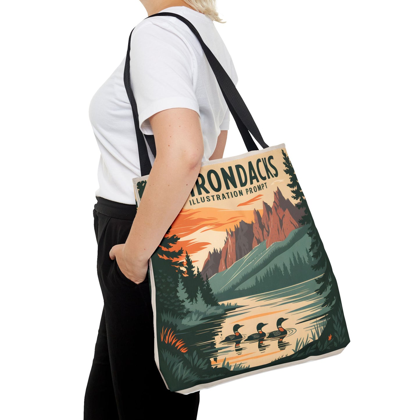 Adirondack Tote Bag Scenic Print Nature Lovers Lakeside Wildlife Design Apparel