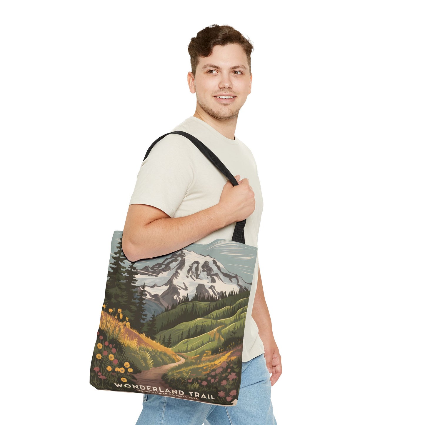 Wonderland Trail Mount Rainier Tote Bag All Over Print Outdoor Adventure Gift