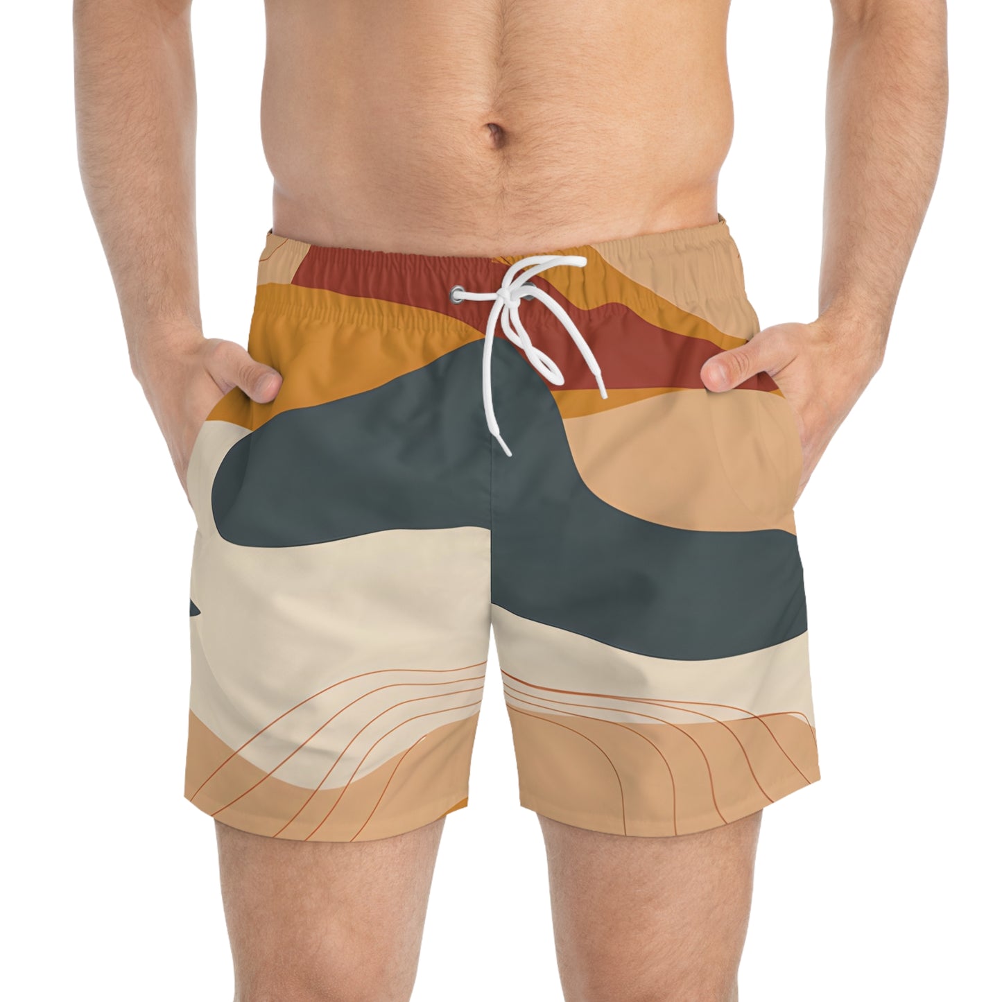 Mens Abstract Desert Swim Trunks Summer Beach Wear