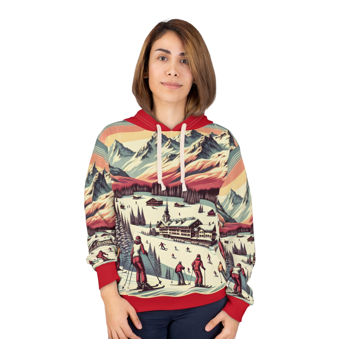 Sun Valley All Over Print Hoodie Outdoor Travel Apparel Ski Adventure Nature