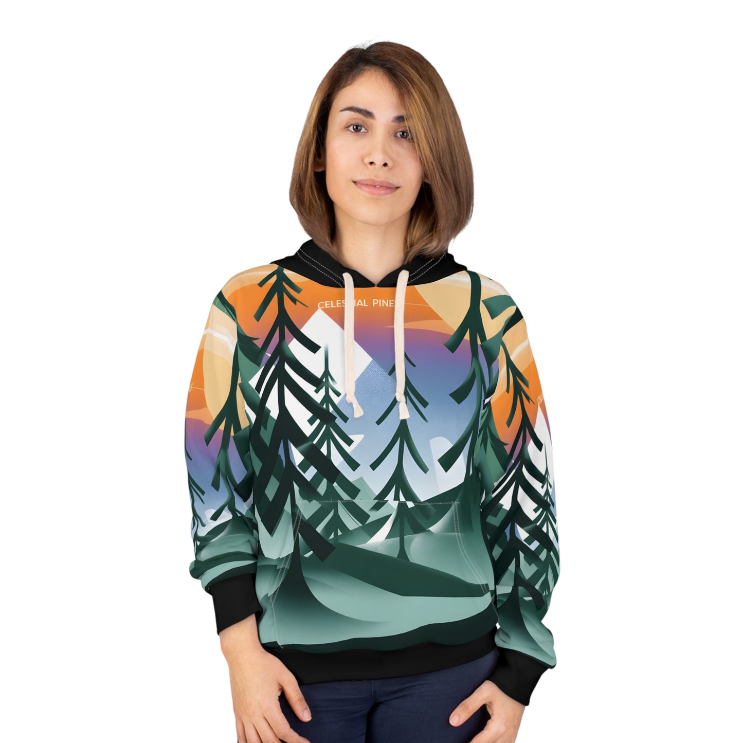 Celestial Pines All-Over Print Hoodie Outdoor Travel Apparel National Park Wear