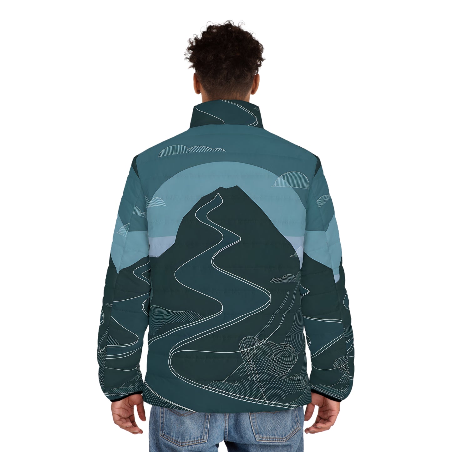 Mountain Art Men's Puffer Jacket, Outdoor Adventure Winter Coat, Hiking Skiing