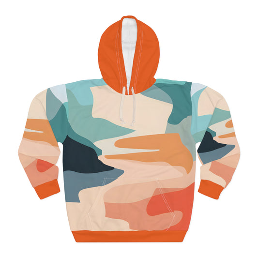 Coral Light Art All-Over Print Pullover Hoodie Outdoor Travel Apparel Unisex