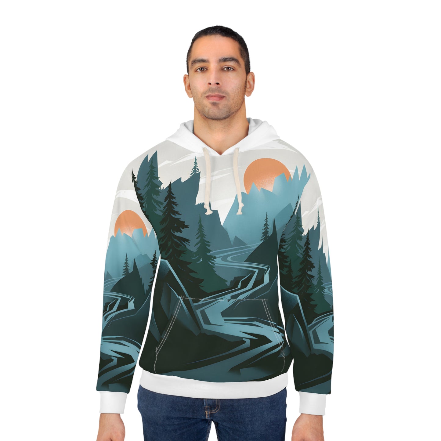 Obsidian Ridge Hoodie All Over Print Mountain Sunset Pullover Hiking Travel