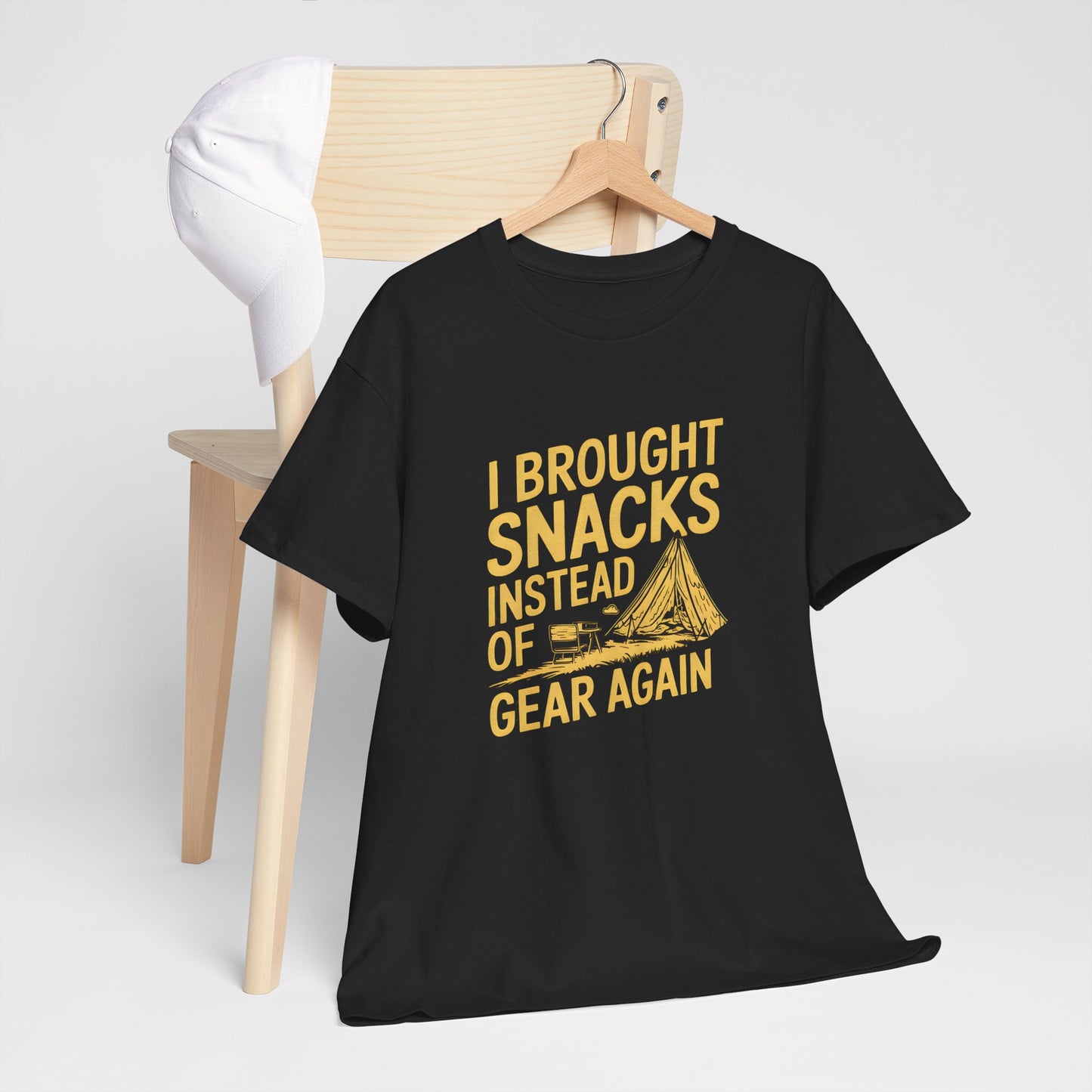 Camping T-Shirt Funny Snack Lover Tee Outdoor Hiking Humor Gift Gear Joke Shirt