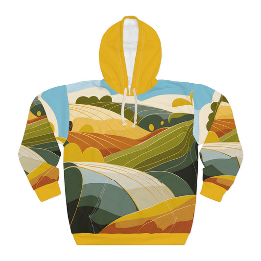 Sunwashed Hills All-Over Print Hoodie Outdoor Travel Apparel for Adventurers