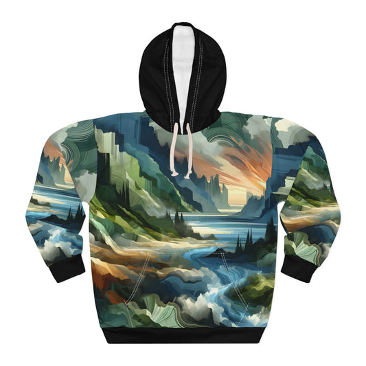 Lush Crags All Over Print Hoodie for Outdoor Travel and Adventure