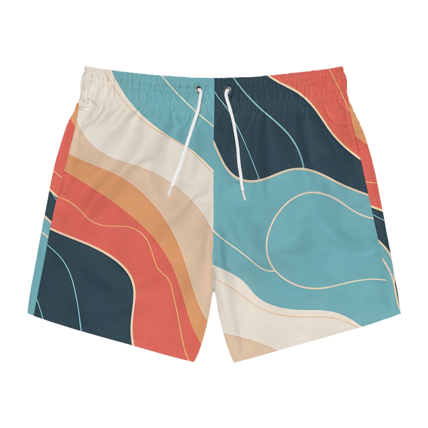 Mens Ocean Stripe Swim Trunks Comfortable and Stylish Beachwear Quick Dry