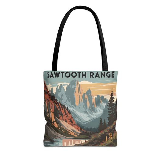 Sawtooth Range Mountains All Over Print Tote Bag Outdoor Adventure Eco-Friendly