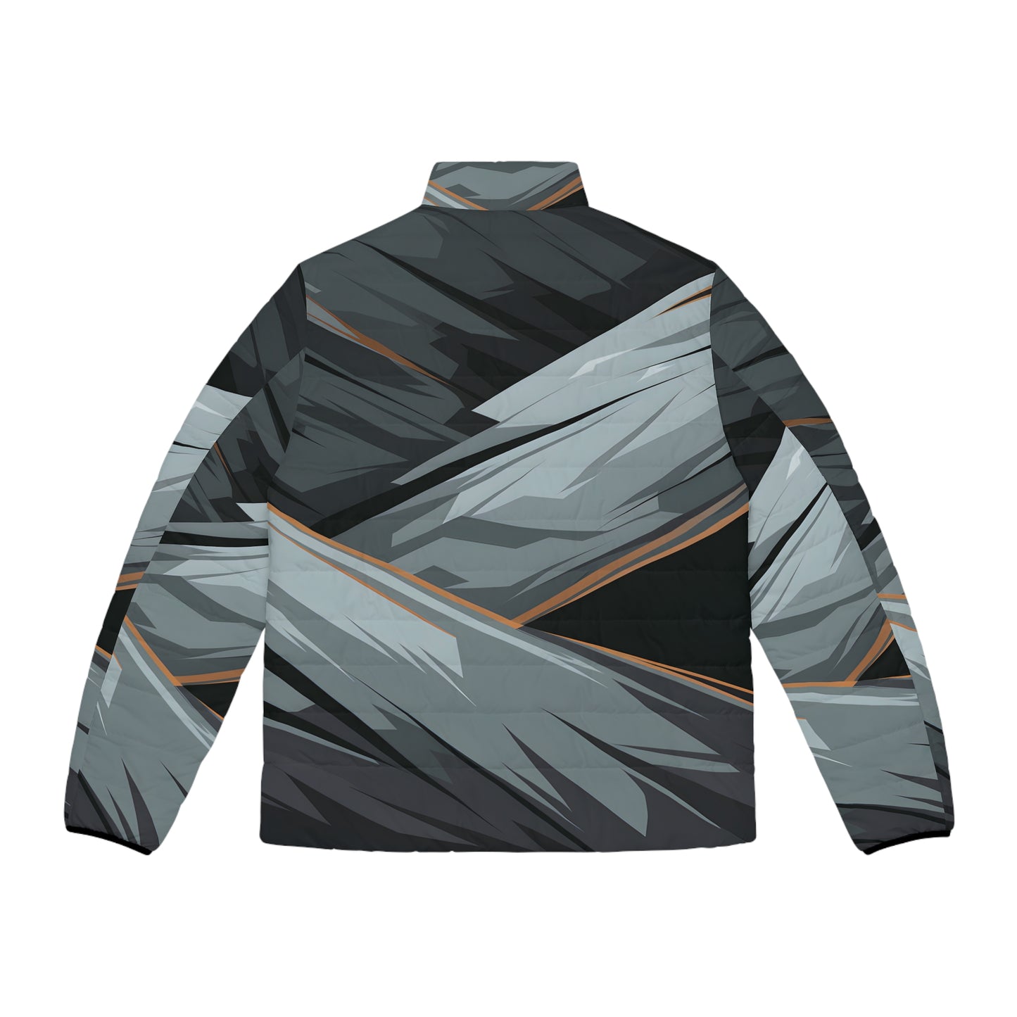 Slate Geometry Puffer Jacket Stylish Outdoor Warm Lightweight Unisex Full Zip