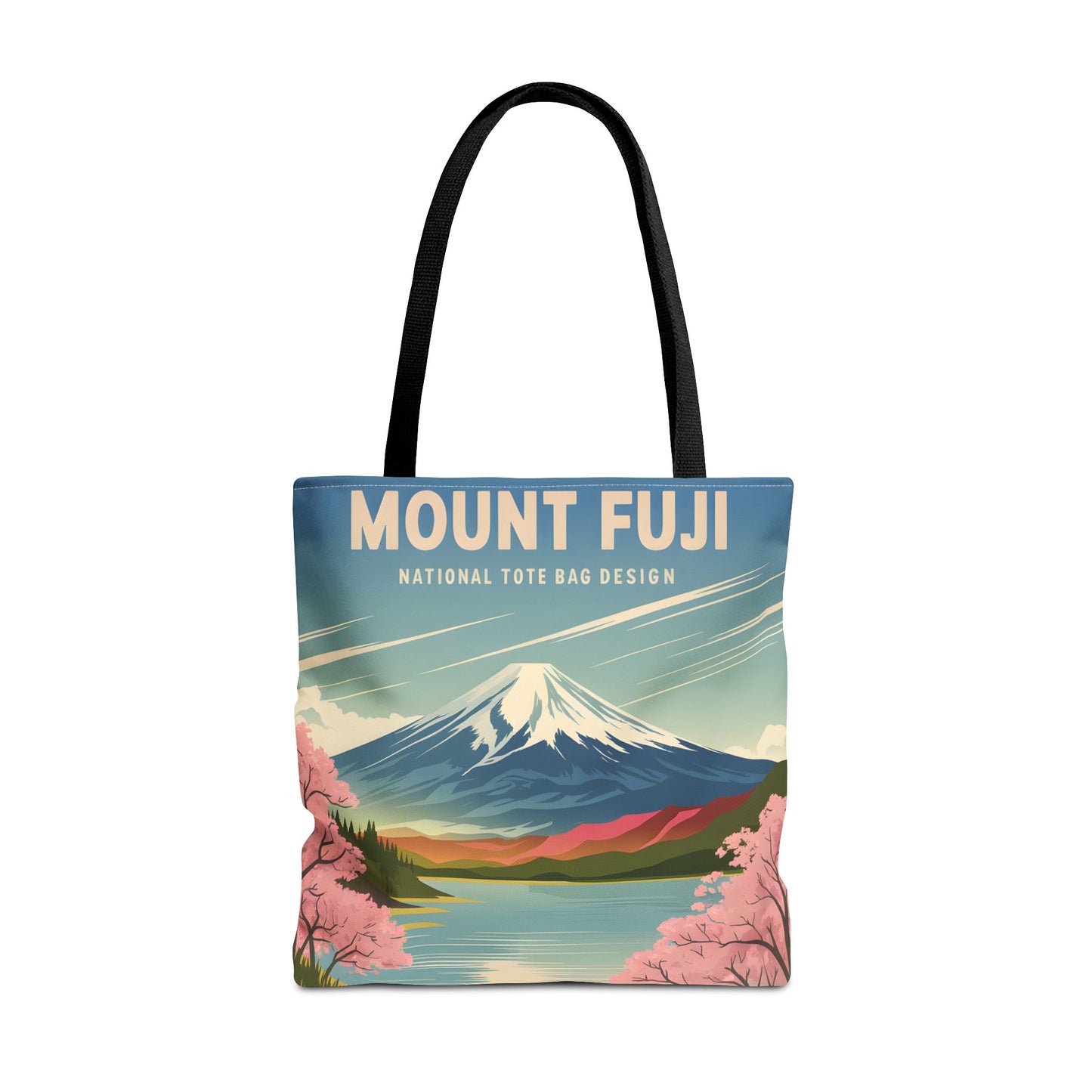 Mount Fuji All Over Print Tote Bag Floral Landscape Travel Eco-Friendly Bag