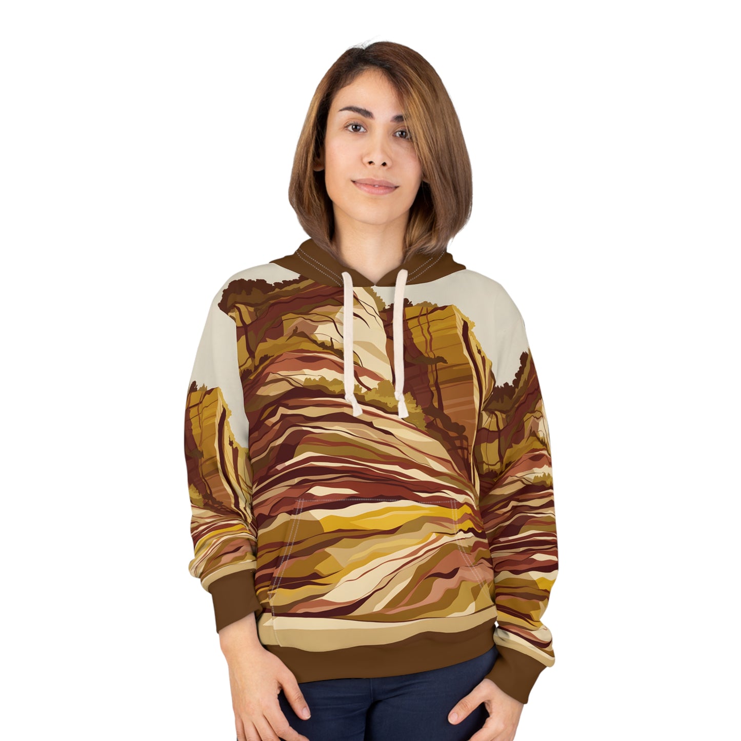 Cliffside Layers Inspired Allover Print Hoodie Outdoor Adventure Apparel Warm