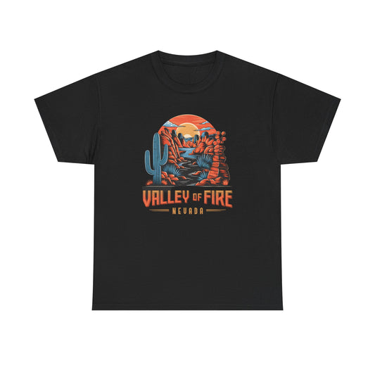 Valley of Fire Nevada T Shirt Unique Desert Landscape Cactus Sunset Short Sleeve