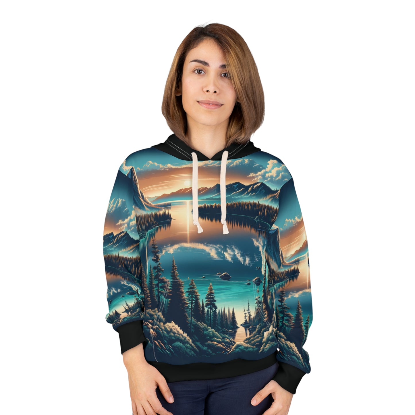 Lake Tahoe Hoodie All Over Print Scenic Pullover Nature Adventure Travel Apparel
