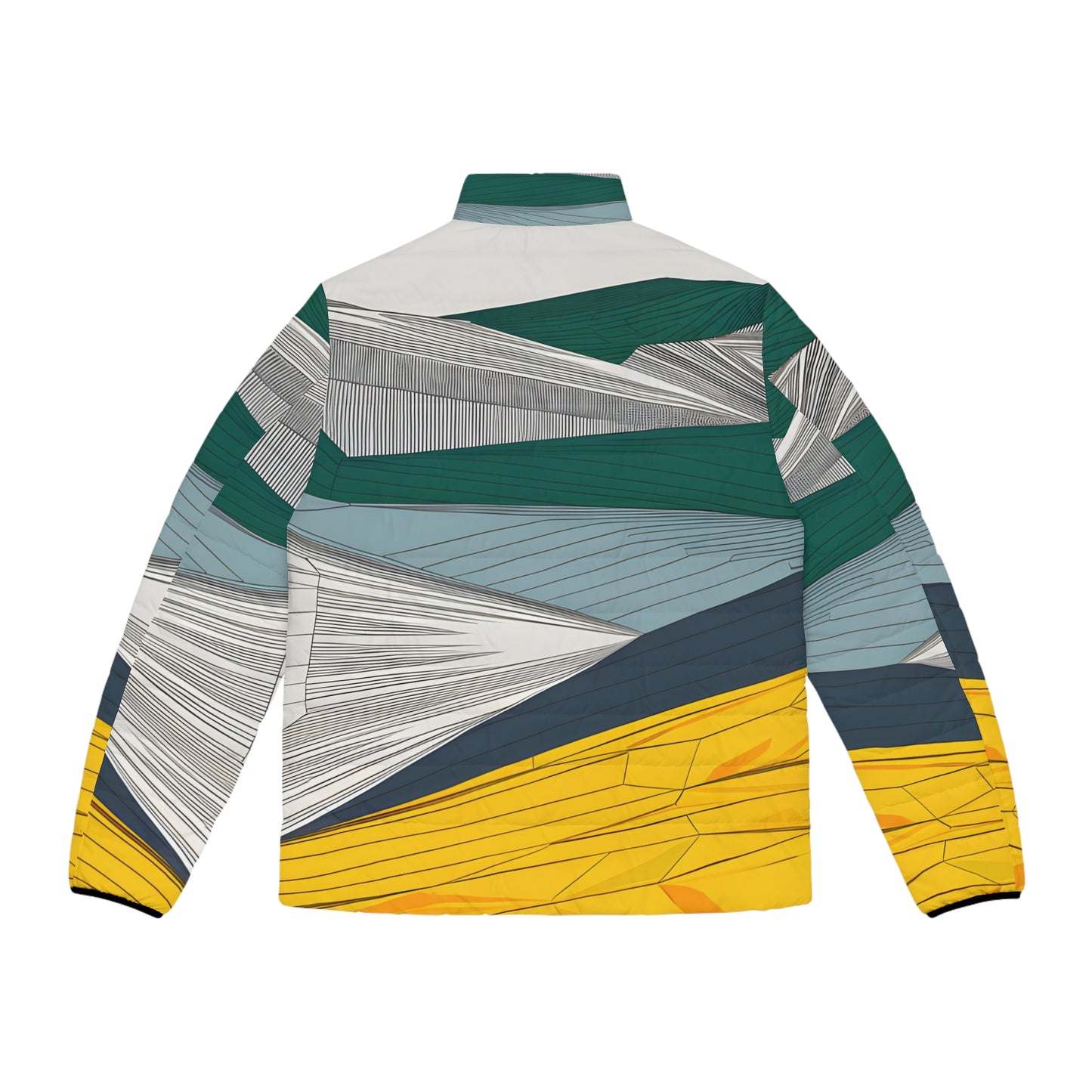 Northern Lines Puffer Jacket Stylish Outdoor Apparel Unique Print Design