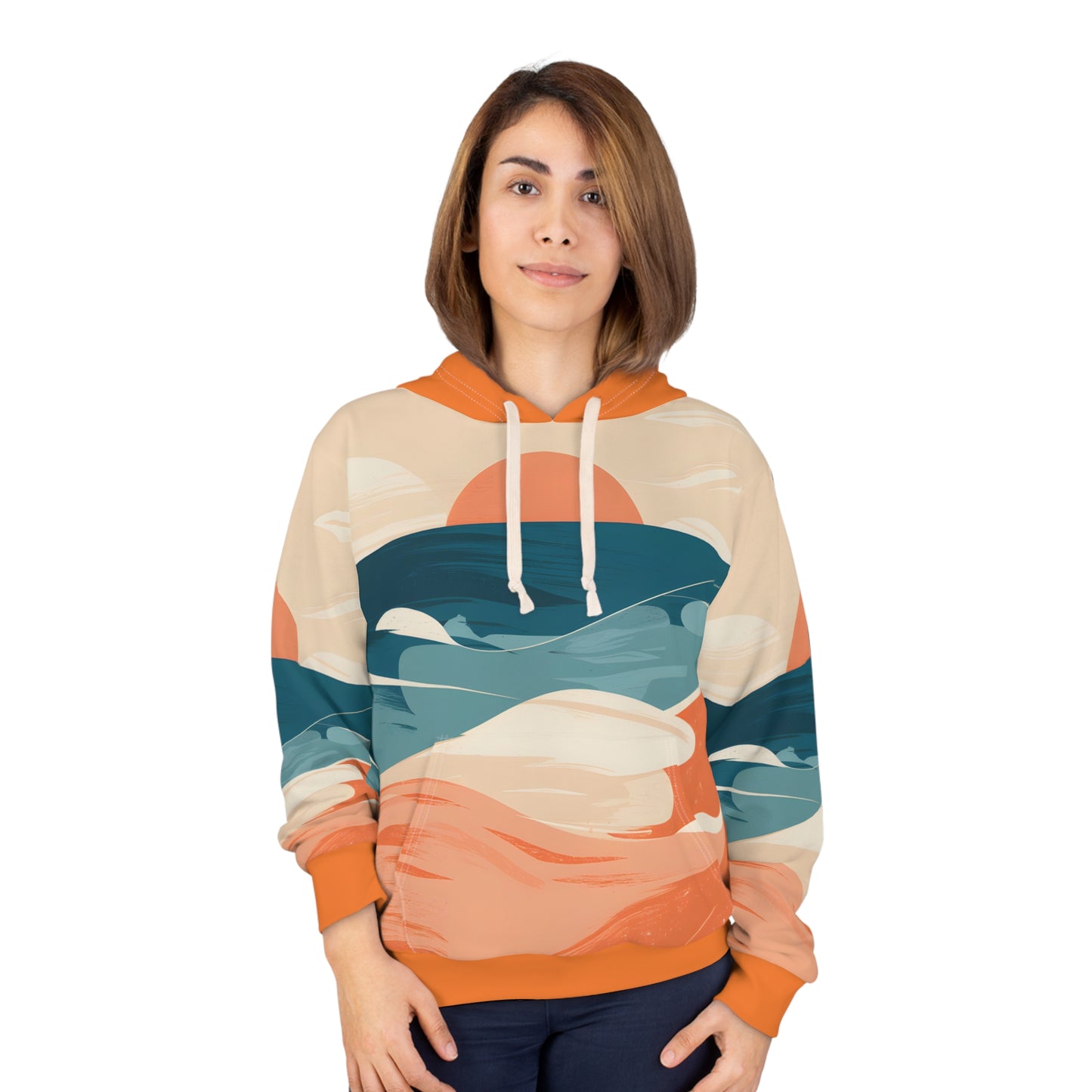 Beach Sunrise All Over Print Pullover Hoodie Outdoor Travel National Parks