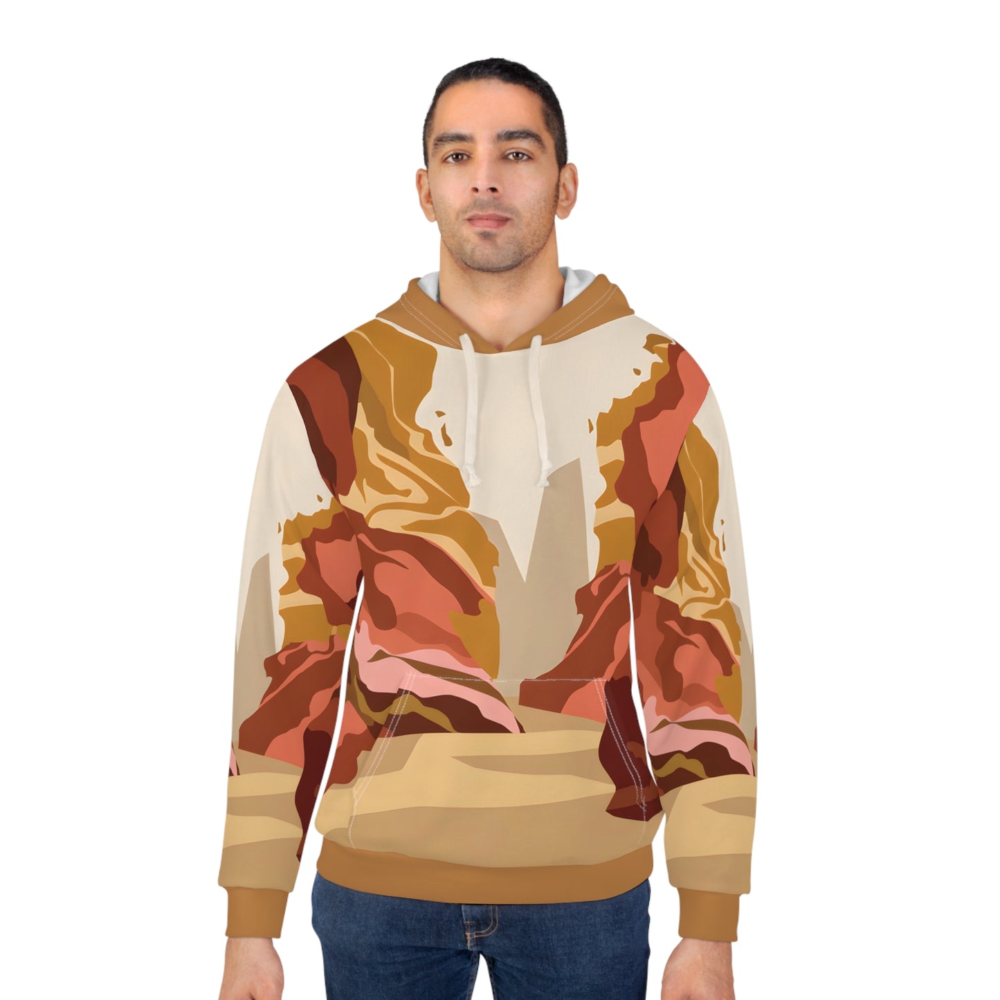 Crimson Basin All-Over Print Hoodie Outdoor Travel Adventure Apparel Wear Unisex