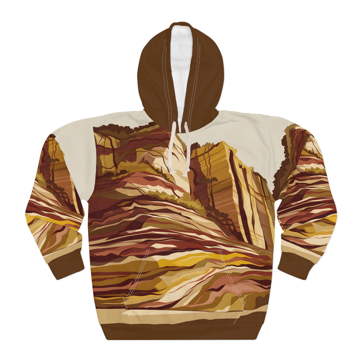 Cliffside Layers Inspired Allover Print Hoodie Outdoor Adventure Apparel Warm