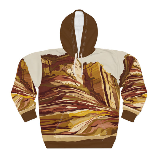 Cliffside Layers Inspired Allover Print Hoodie Outdoor Adventure Apparel Warm