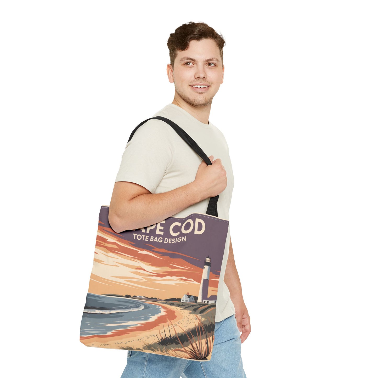 Cape Cod All Over Print Tote Bag Beach Sunrise Lighthouse Coastal Style Art