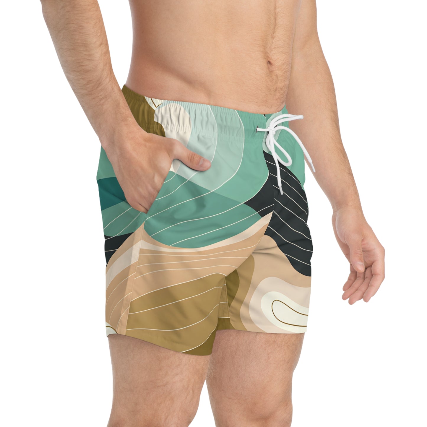 Seafoam Dreams Men's Swim Trunks Stylish Beachwear for Summer