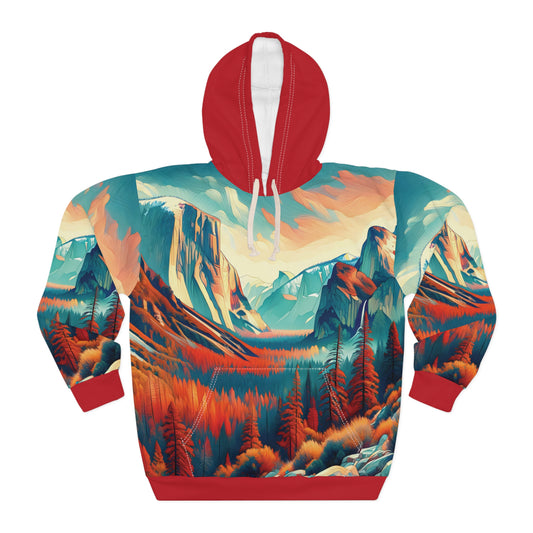 Yosemite Hoodie All Over Print Pullover Mountain Forest Nature Art Scenic Bold
