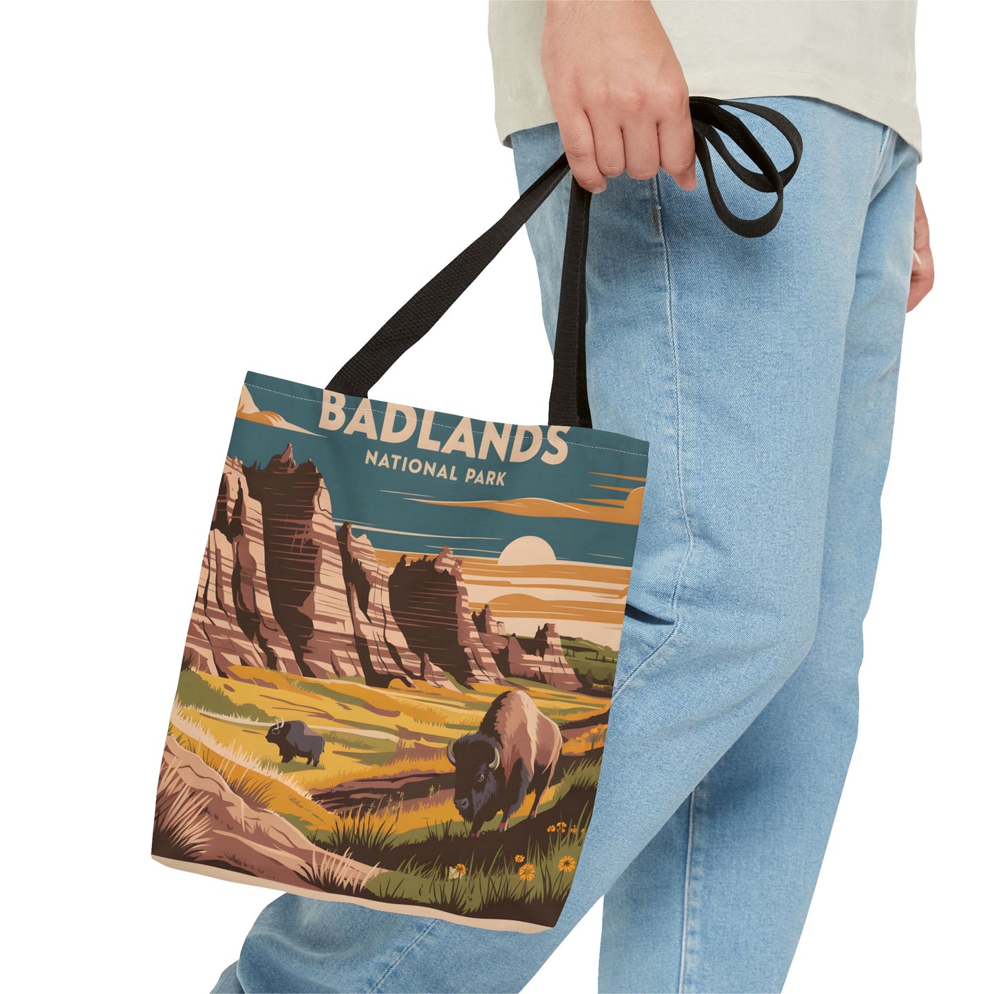 Badlands National Park All Over Print Tote Bag Scenic Landscape Design Art