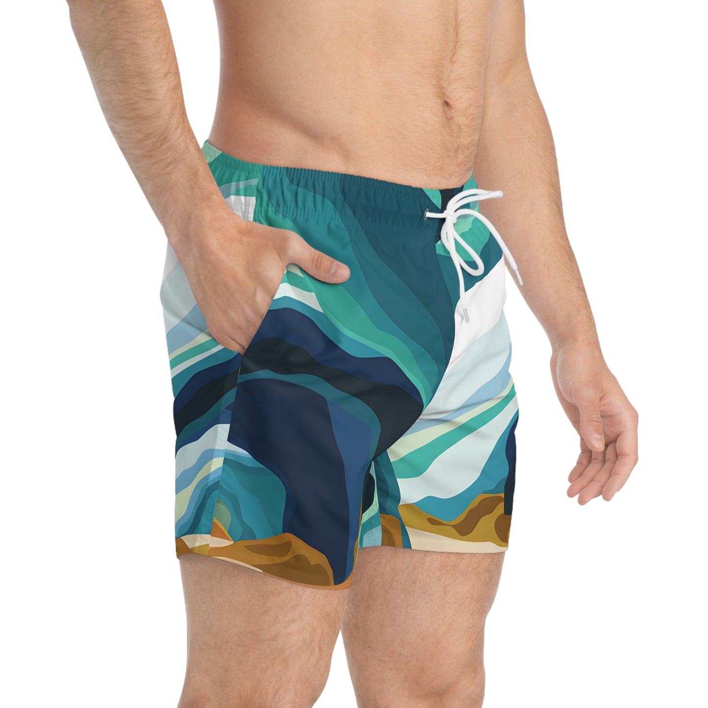 Ocean Caves Swim Trunks Men’s Beach Shorts Quick Dry Surf Boardshorts Retro