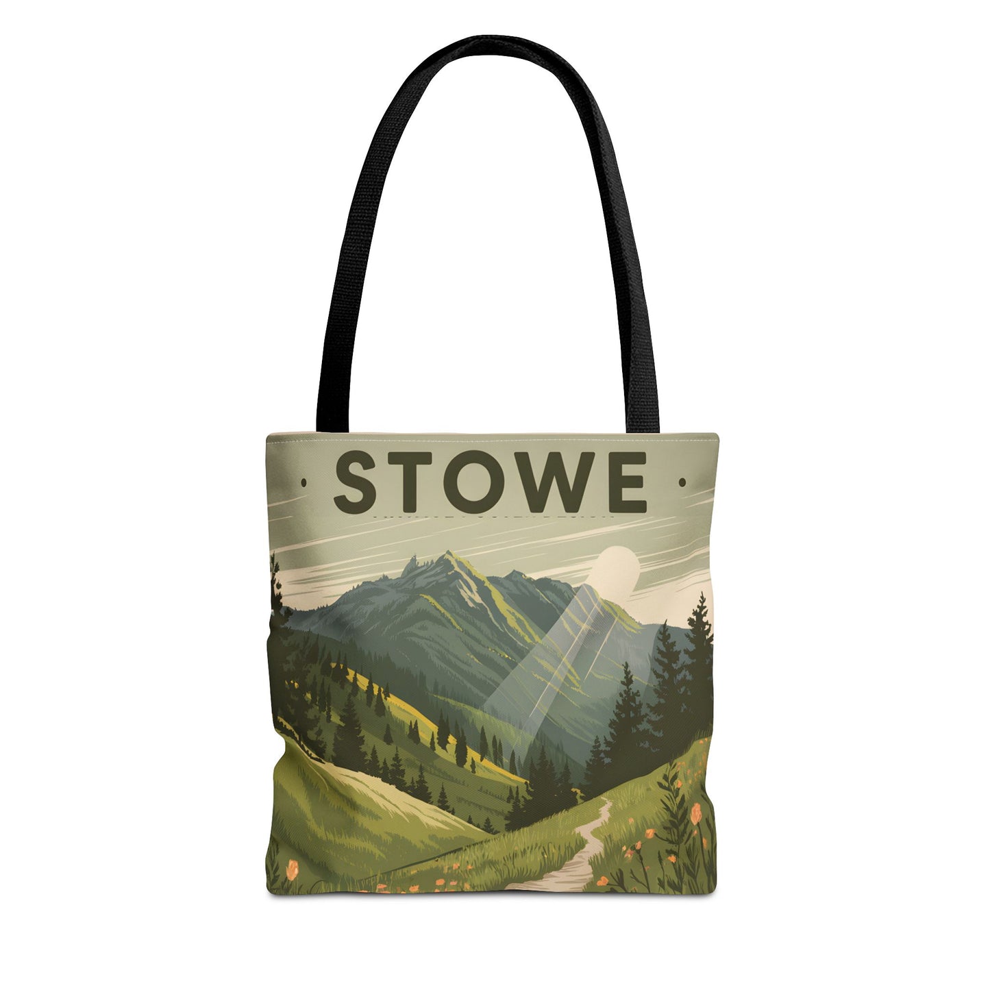 Stowe Vintage Mountain Tote Bag Eco Friendly All Over Print Shopping Apparel