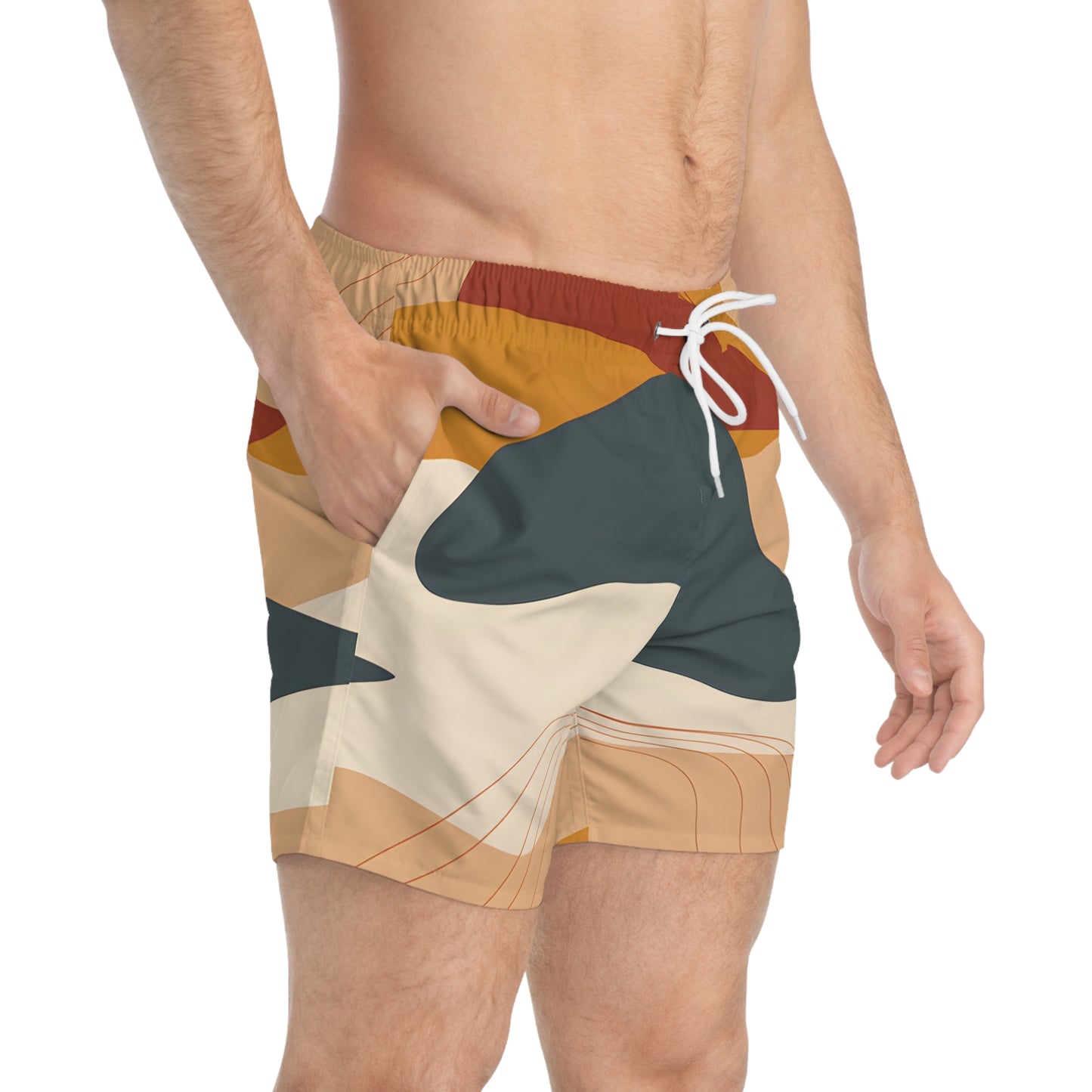 Mens Abstract Desert Swim Trunks Summer Beach Wear