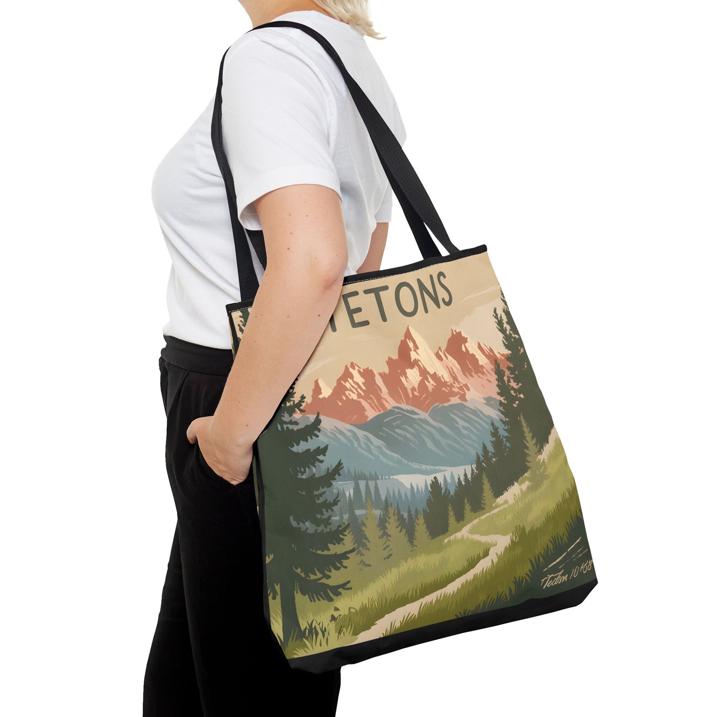 Tetons All Over Print Tote Bag Mountain Landscape Nature Eco-Friendly Apparel