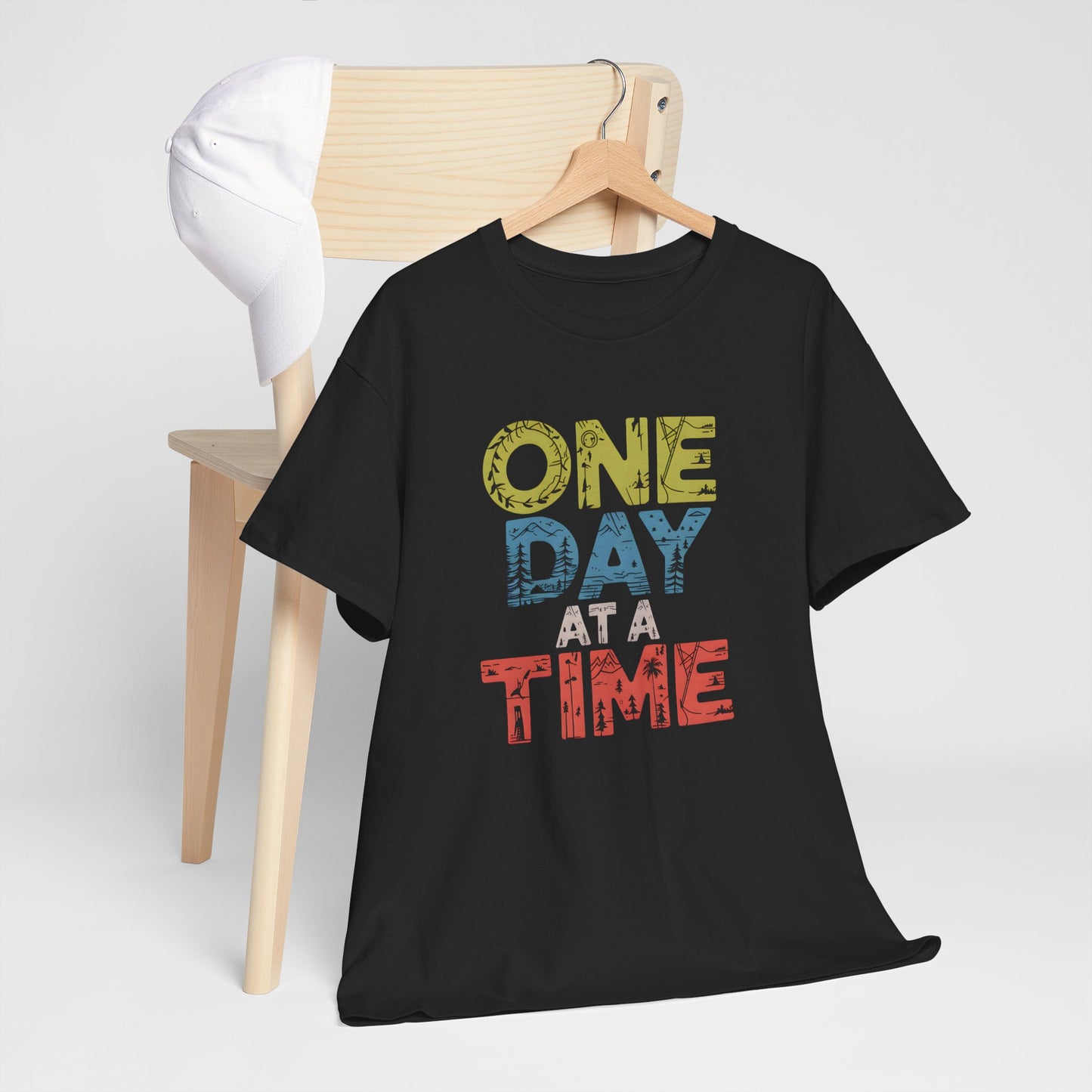 One Day at a Time T-Shirt Motivational Graphic Tee Inspirational Short Sleeve