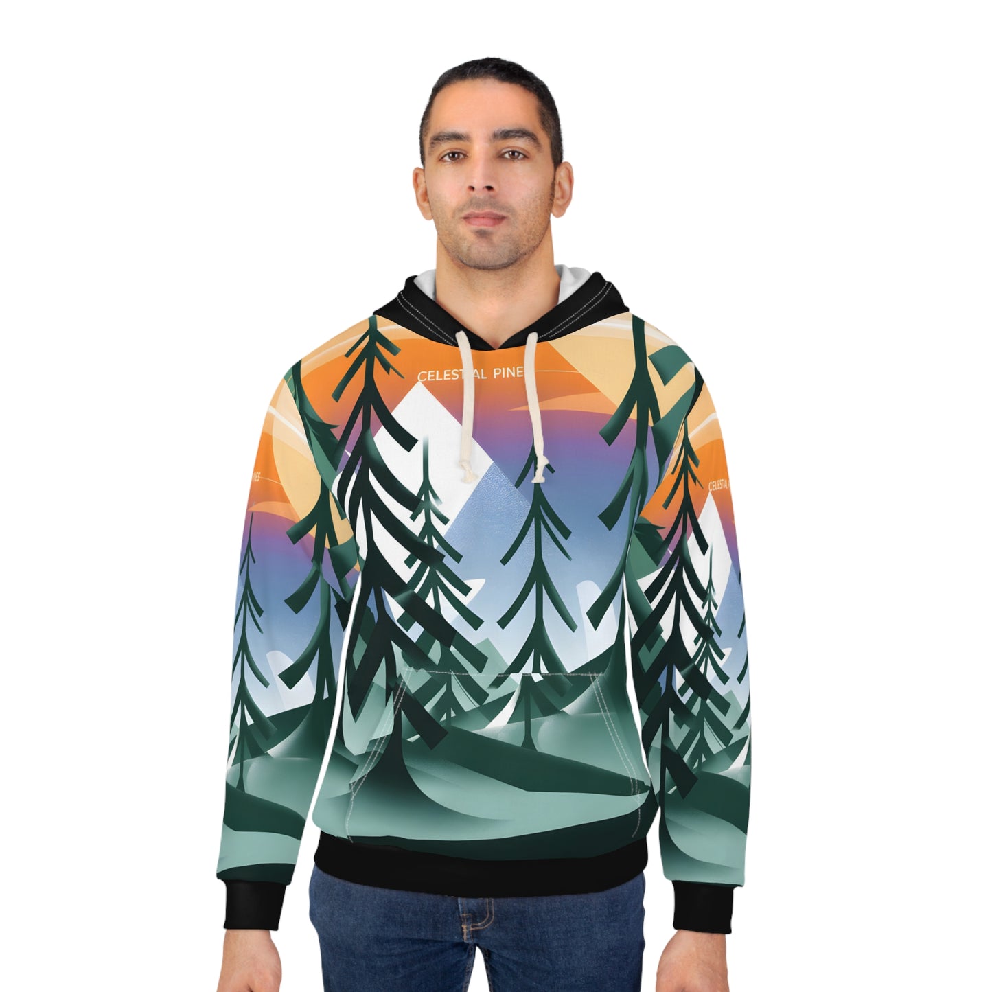 Celestial Pines All-Over Print Hoodie Outdoor Travel Apparel National Park Wear