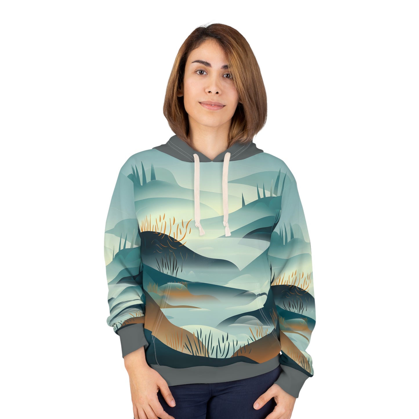 Twilight Mist All Over Print Pullover Hoodie Outdoor Adventure Apparel Unisex