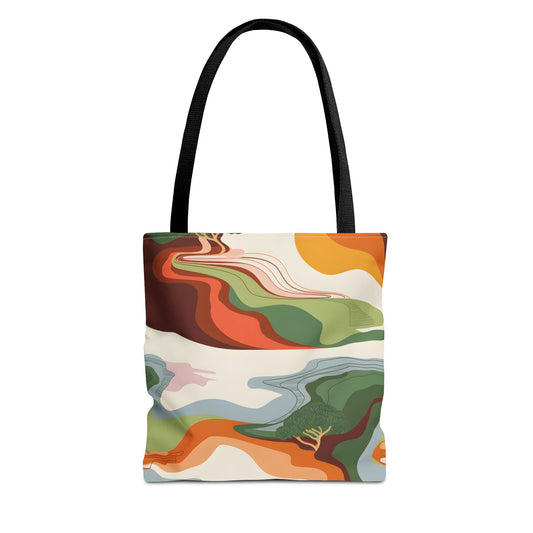 Abstract Wave Tote Bag Modern Eco Shoulder Bag Reusable Stylish Art Print Purse