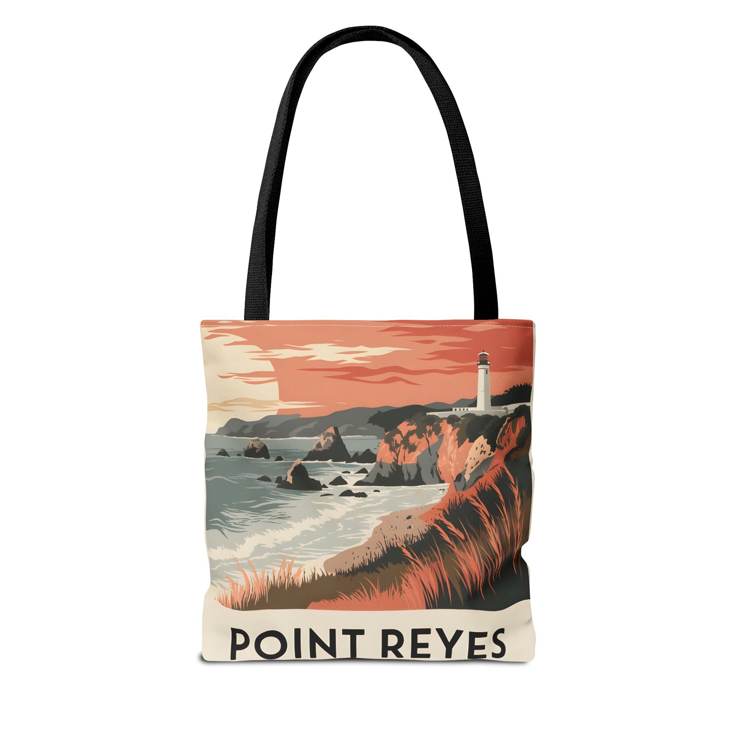 Point Reyes Tote Bag All Over Print Coastal Lighthouse National Park Style
