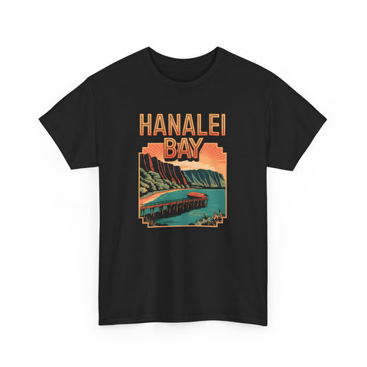 Hanalei Bay T-Shirt Men’s Vintage Hawaii Graphic Tee Retro Hawaiian Landscape