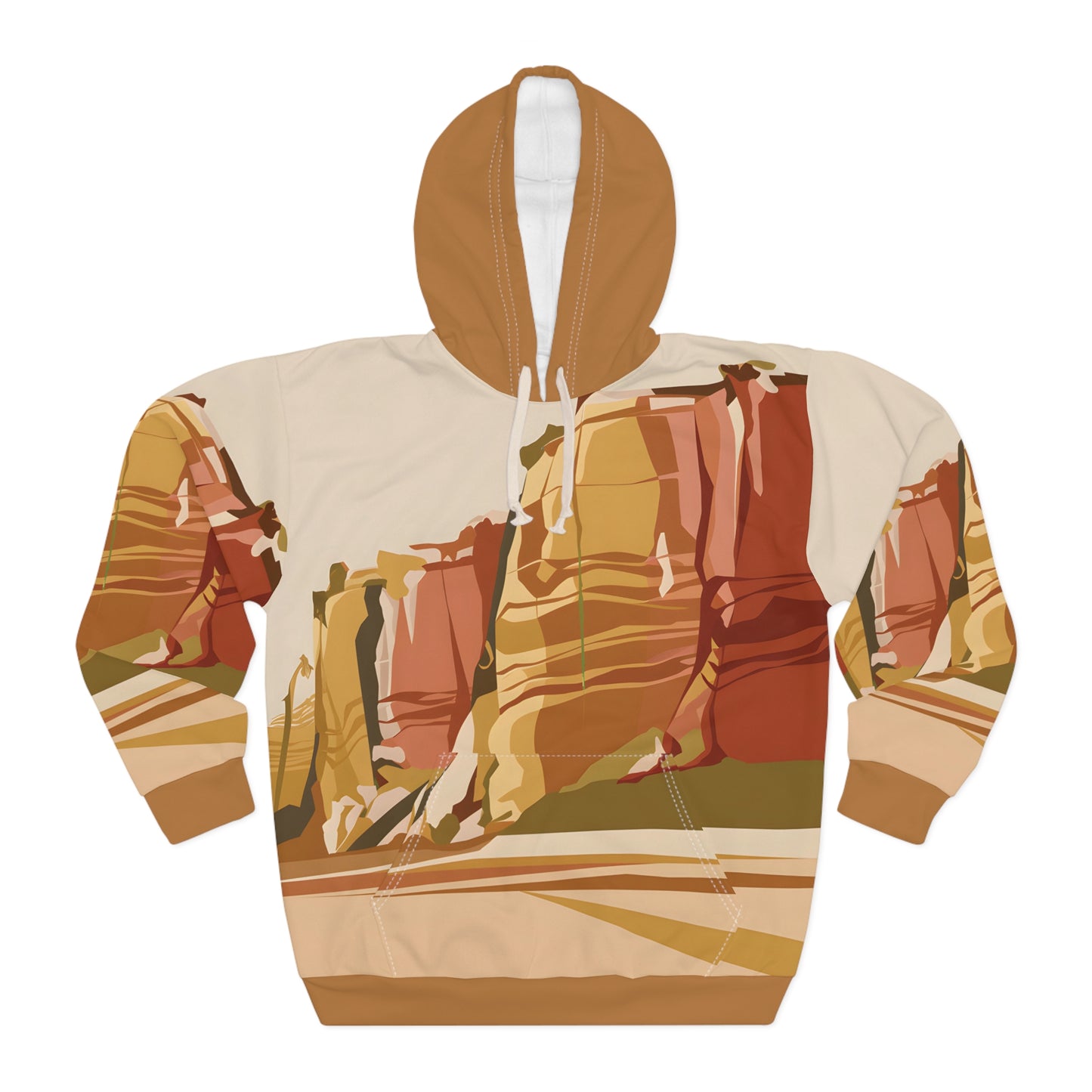 Golden Cliffs Hoodie All Over Print Desert Landscape Pullover Outdoor Travel